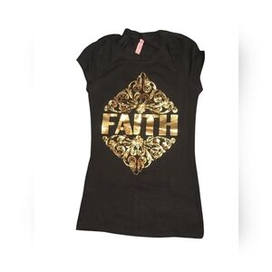 🌻Black T-Shirt with Gold Faith Design